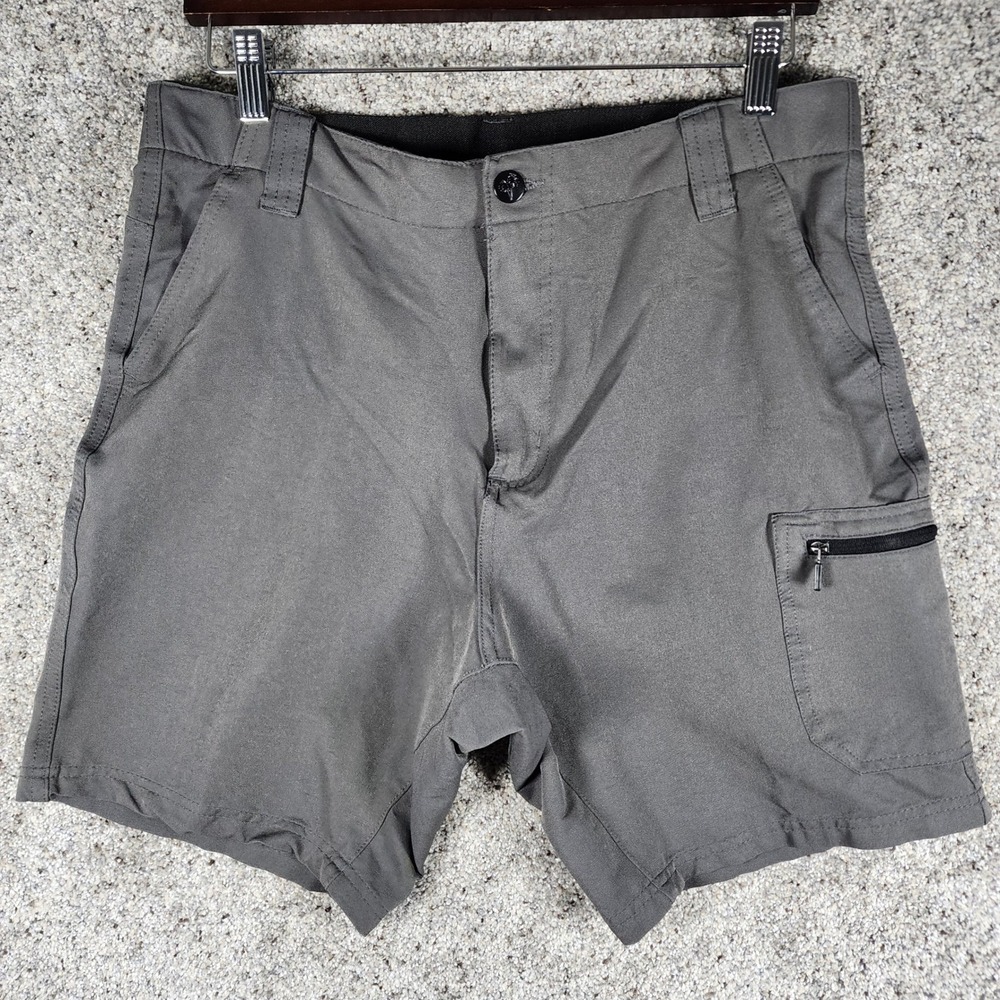 Trunks Multi Functional Cargo Shorts Mens 34 Grey Utility Zip Pocket Excellent